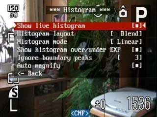 Histogram menu