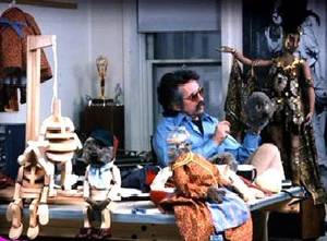 Don Sahlin works on various Emmet and Ma puppets.
