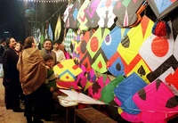 Kites for sale on the streets of Lahore on the eve of the Basant festival