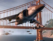 Harriers on their way to hit Yuri's Psychic Dominator on Alcatraz island.