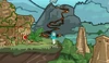 The edge of Tanglevine jungle reveals a volcano and ruins.