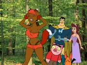 The group visits the Live Action Forest.