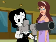 Toot and Clara show off their potato gun.