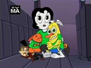 Toot, Ling-Ling, and Wooldoor freeze in the van.