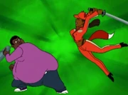 Foxxy attacks Phat Allen.