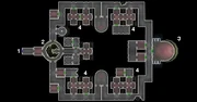 Sótano:1. Entrada/Salida2. Boveda del Jardín3. Archivos Jedi4. Alojamientos/Almacenes