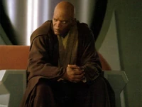 Windu preside una reunión del Consejo Jedi.