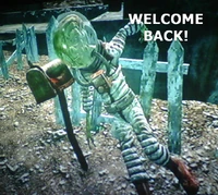 Mailbox at spawnpoint, with one of many potential wasteland "decorations"