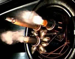 Frag cannons firing.