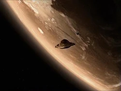 Moya flees the commerce planet.