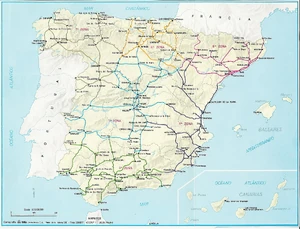 Mapa en zonas de RENFE antes de 1985