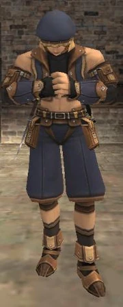 A Hume Thief in full Thief Relic Armor.
