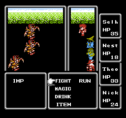 A random encounter in the NES version of Final Fantasy