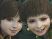Porom with her brother in the opening FMV