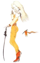 Artwork by Yoshitaka Amano. A drawing of Celes Chere in a similar pose exists.