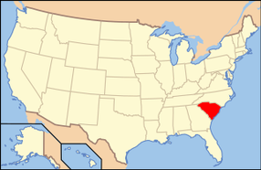 Map of the United States with South Carolina highlighted