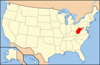 Map of the USA highlighting West Virginia