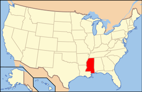 Map of the United States with Mississippi highlighted