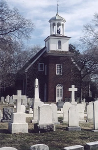 View of Old Swedes Church looking east toward the church in the direction of Fort Christina Park