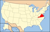 Map of the USA highlighting Virginia