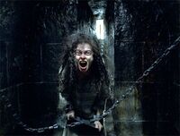 Bellatrix in her cell in Azkaban.