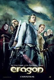 Imagen promocional para la película de Eragon, con los personajes principales.