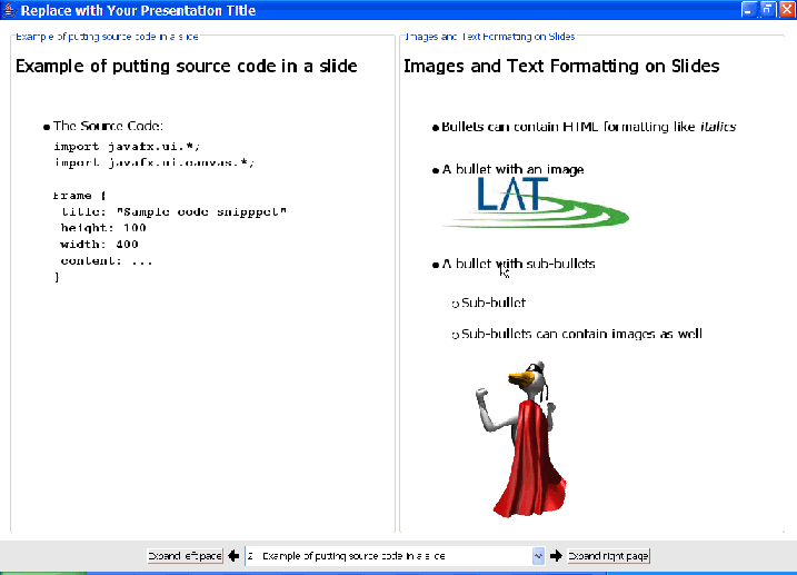 Screenshot of JFXPresentation Program