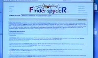 A computer screenshot of the fictional "Finder-Spyder" search engine.