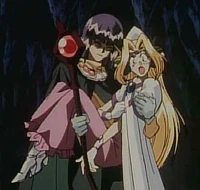 Xelloss rescues Filia during his battle with Valgarv.