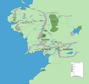 A map of the Northwestern part of Middle-earth at the end of the Third Age