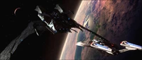 The Scimitar confronts the USS Enterprise-E