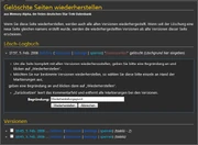 Der Dialog zur Wiederherstellung einer Seite