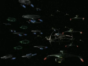 Die Flotte auf dem Weg zur Schlacht um Cardassia