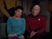 Lt. Jae and Captain Picard at the poetry reading