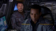 Will Riker and a holographic Mayweather on holodeck-created shuttlepod 2.
