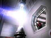 The plasma stream of a Galaxy-class starship.