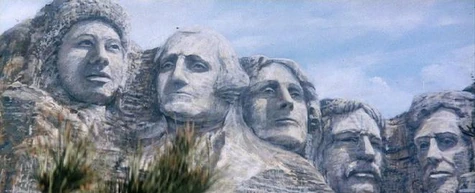 Several Presidents of the United States, immortalized on Mount Rushmore, in 2287. (Happy Presidents' Day) (Star Trek V: The Final Frontier)