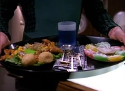 A human meal, being served in Ten Forward.