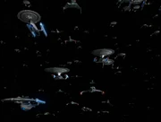 A Federation and Klingon fleet prepares for war