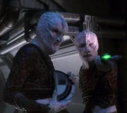 ...as an illusory alien (right)