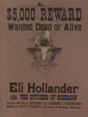 A wanted poster of Eli Hollander