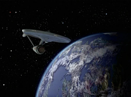 USSエンタープライズはスカロス星の軌道上を周回している。（TOS:惑星スカロスの高速人間）