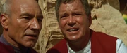 Kirk and Picard work together to stop Soran