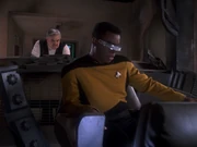 La Forge and Montgomery Scott on the bridge of the Jenolan