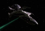 A Yridian destroyer attacks Galen's shuttlecraft.