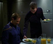 Archer served a plate of eggs Benedict.