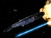 De Defiant ontwijkt Jem'Hadar vuur