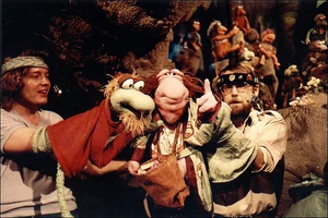 Dave Goelz performs Large Marvin, a live-hand puppet, on Fraggle Rock.