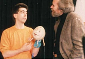 Mike Quinn and Jim Henson on the set.