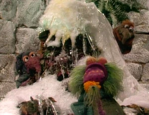 Philo and Gunge by the Trash Heap as Mokey watches them sing